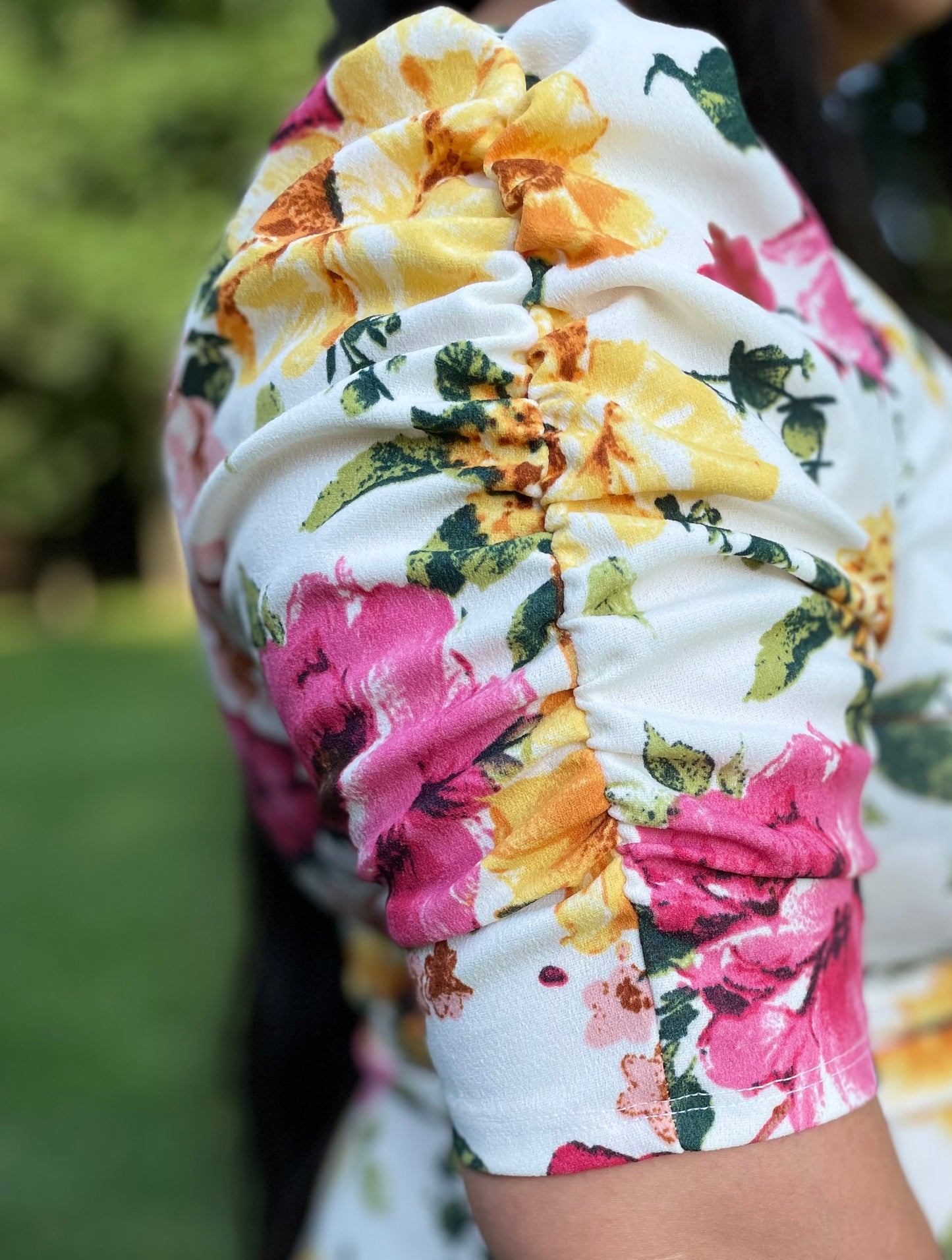 Pink Floral Pleated Maxi dress