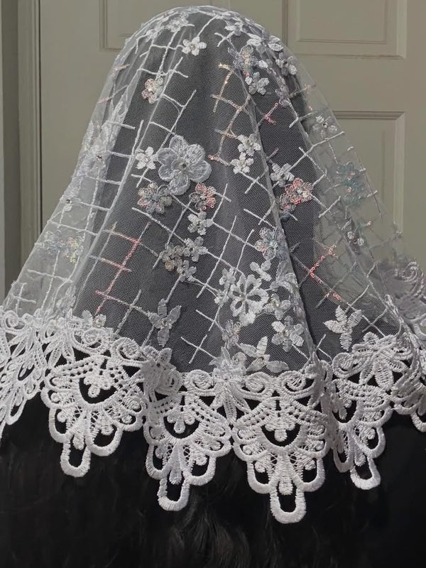 Floral Sequin Lace Veil