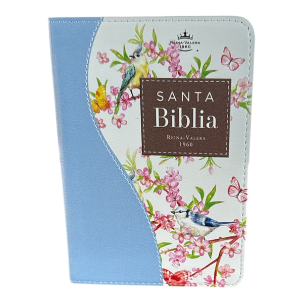 Biblia de Bolsillo RV 1960 floral Celeste