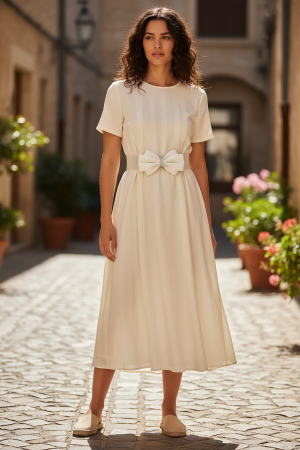 Grace white Bow Belt