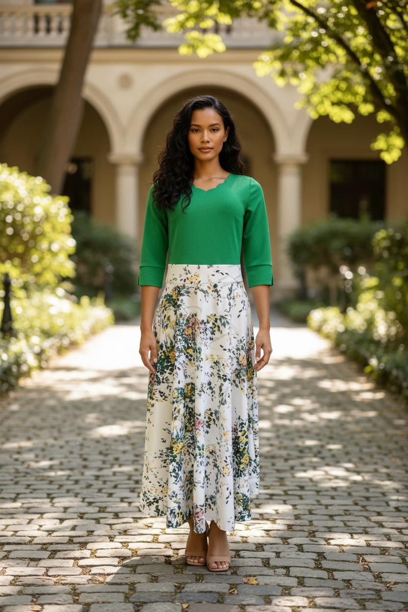 Emerald Garden Midi Dress