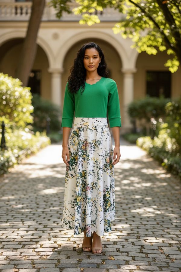 Emerald Garden Midi Dress