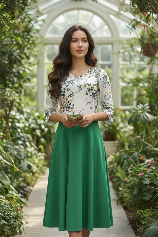 Emerald floral top Garden Midi Dress