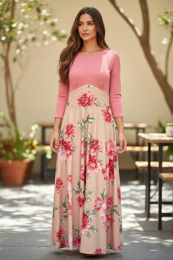 Pink Bloom maxi dress