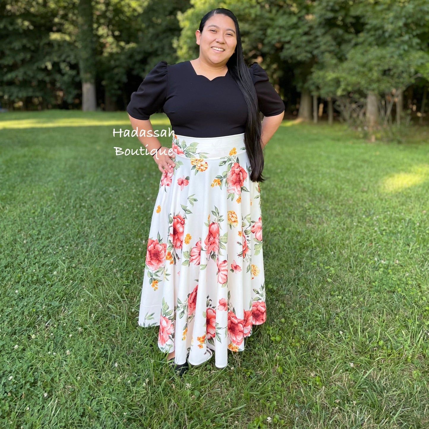 Peach Floral Maxi Skirt
