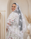 Beaded Floral Lace Veil - White